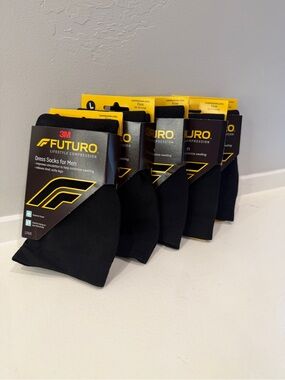 Futuro Men's Black Dress Compression Socks - 5 Pack size large